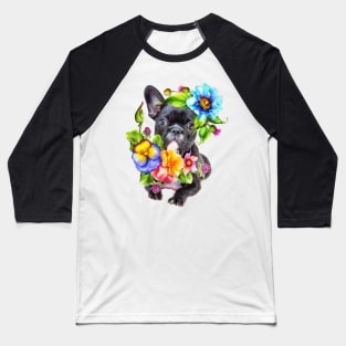 Cute Flowery Puppy Baseball T-Shirt